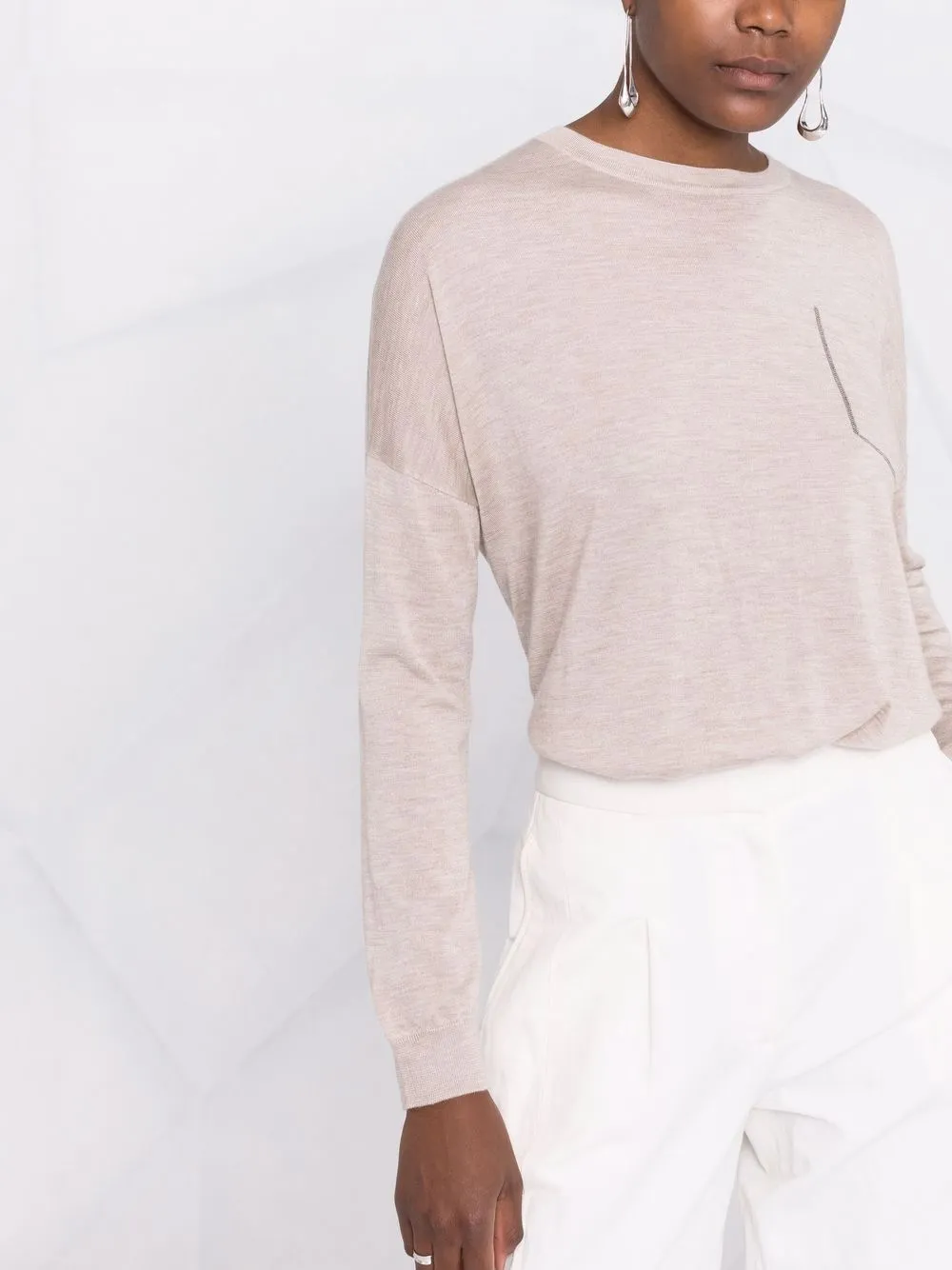 Patch-Pocket Fine-Knit Jumper