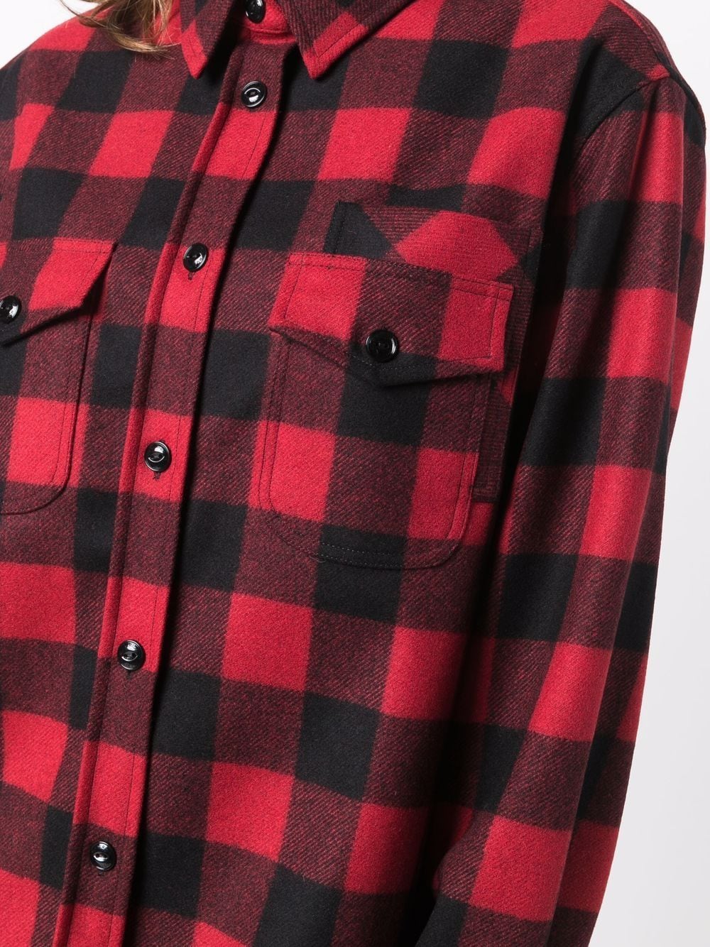 Shop Woolrich Check-print Flannel Overshirt In 黑色