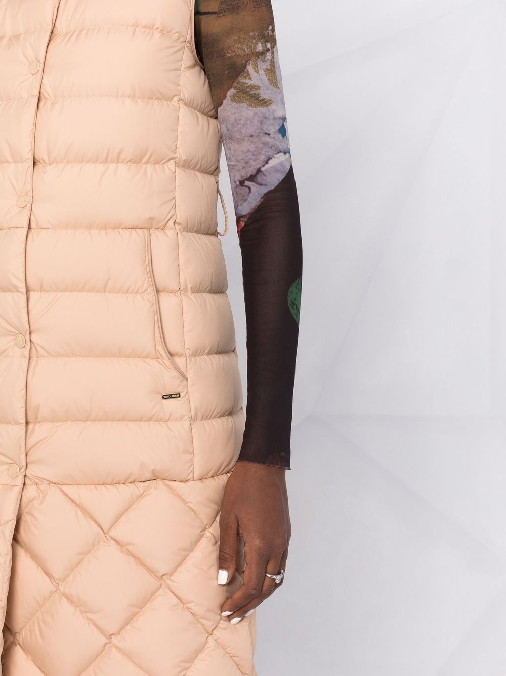 Shop Woolrich Quilted Sleeveless Down Coat In Neutrals