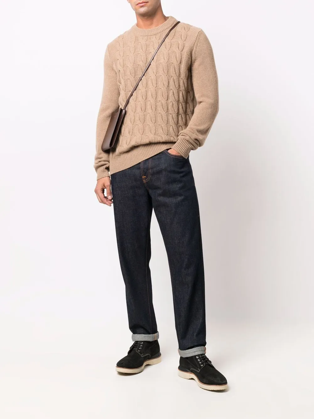 Woolrich Kabelgebreide trui - Bruin