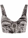 Alessandra Rich Denim Bra Top - Grey