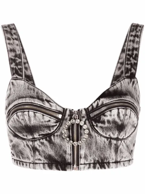 Alessandra Rich Denim Bra Top
