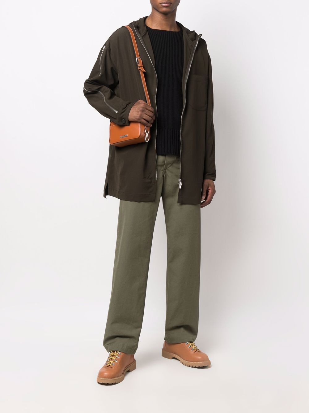 Shop Jacquemus Zip-sleeve Coat In Grün