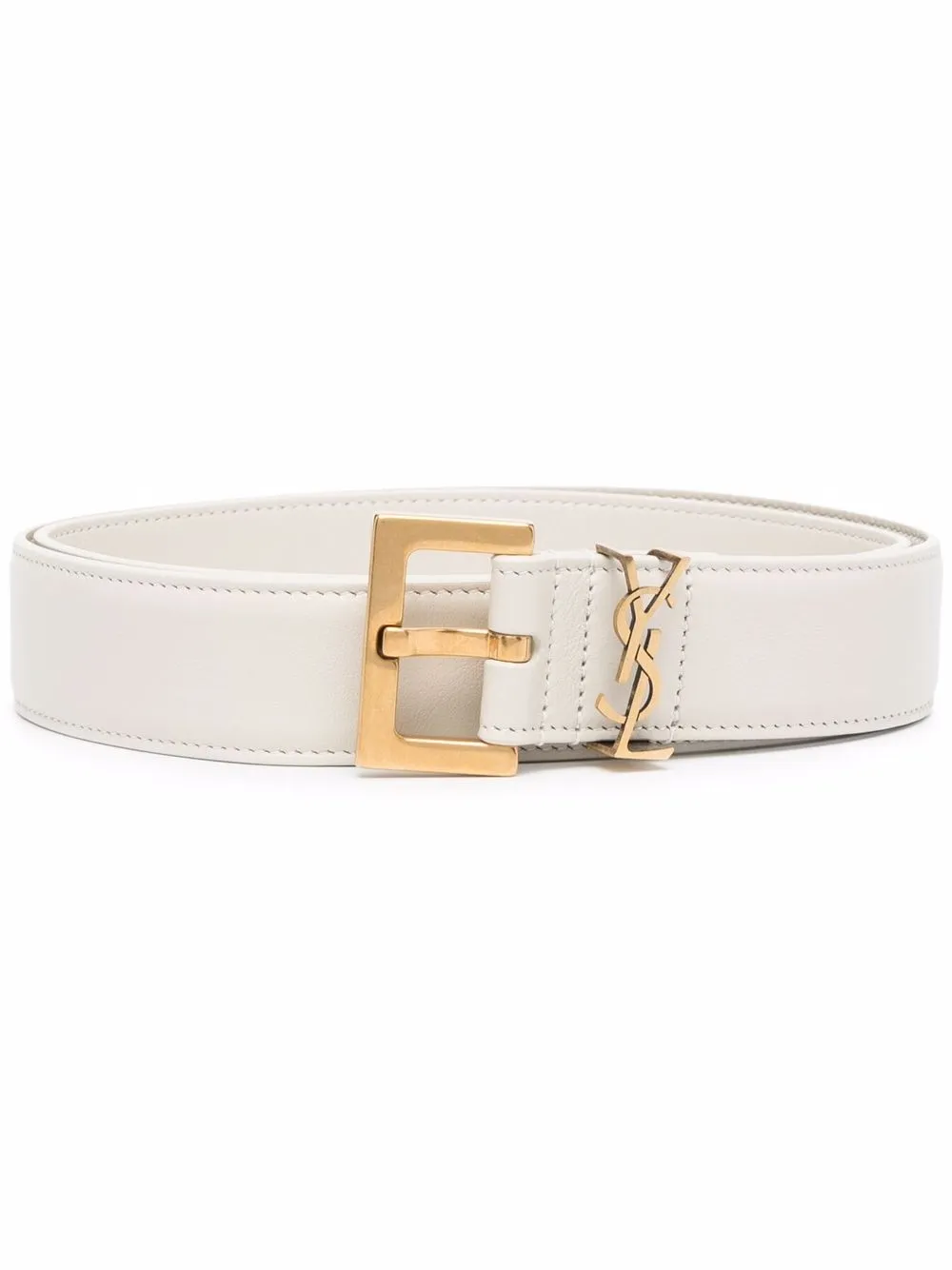 Saint Laurent - Ysl Logo Belt - Women - Calf Leather - 75 - Neutrals