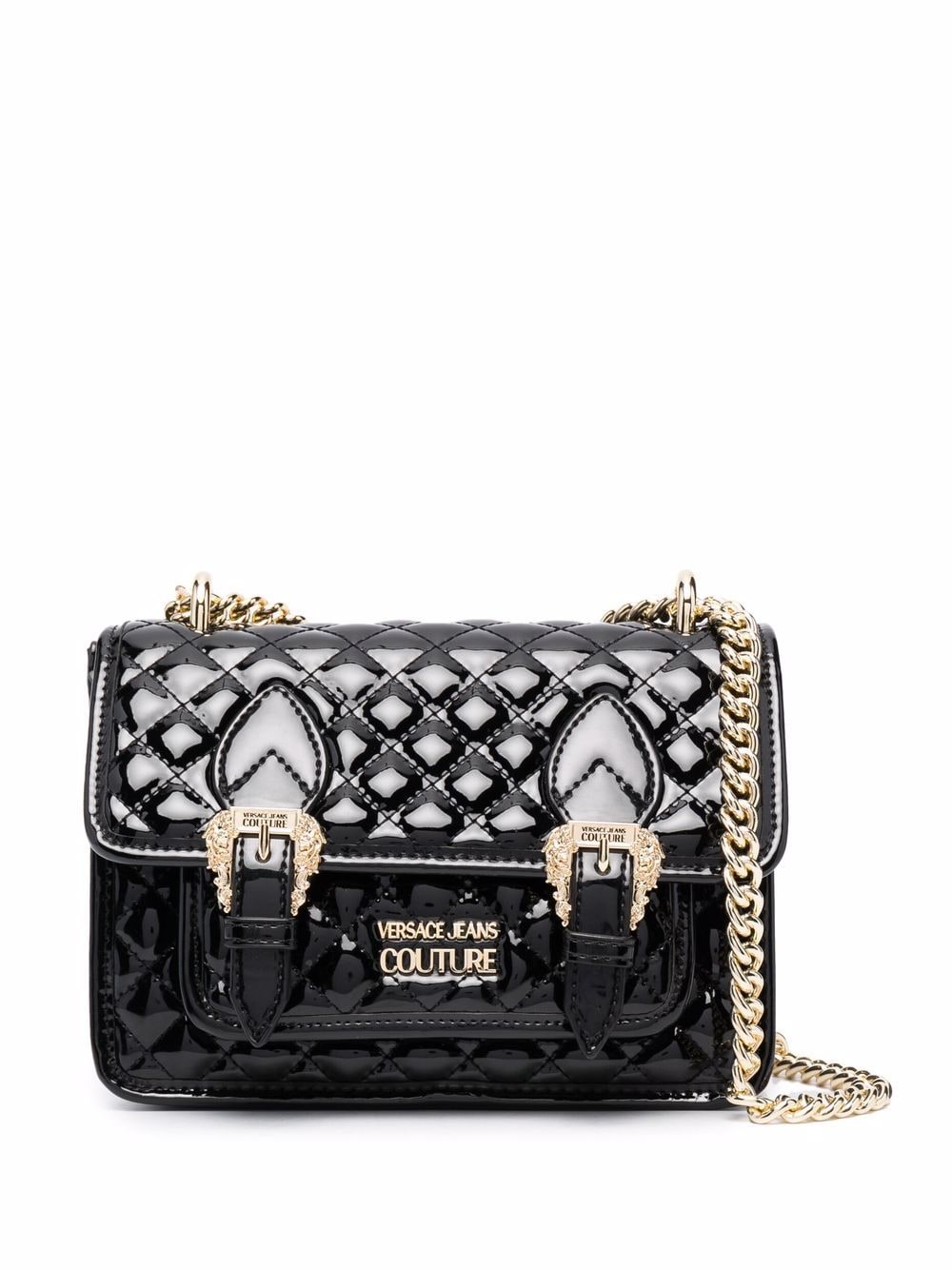 Versace Jeans Couture Quilted-effect Logo Crossbody Bag In 黑色 | ModeSens