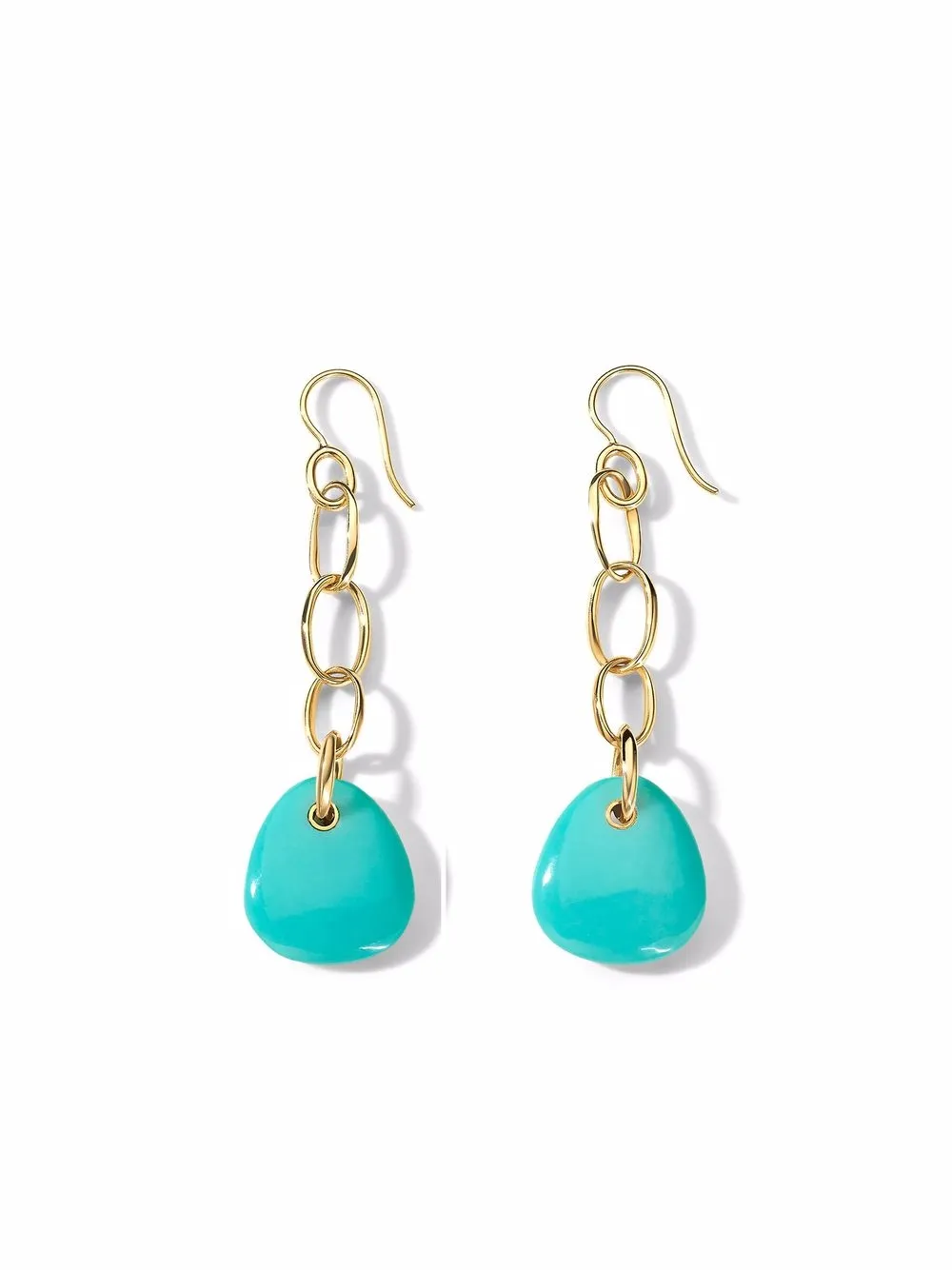 IPPOLITA 18KT YELLOW GOLD ROCK CANDY TURQUOISE PEBBLE DROP EARRINGS