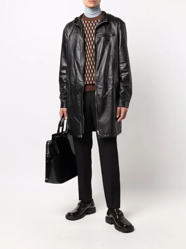 Prada ジップ レザーコート | ブラック | FARFETCH JP