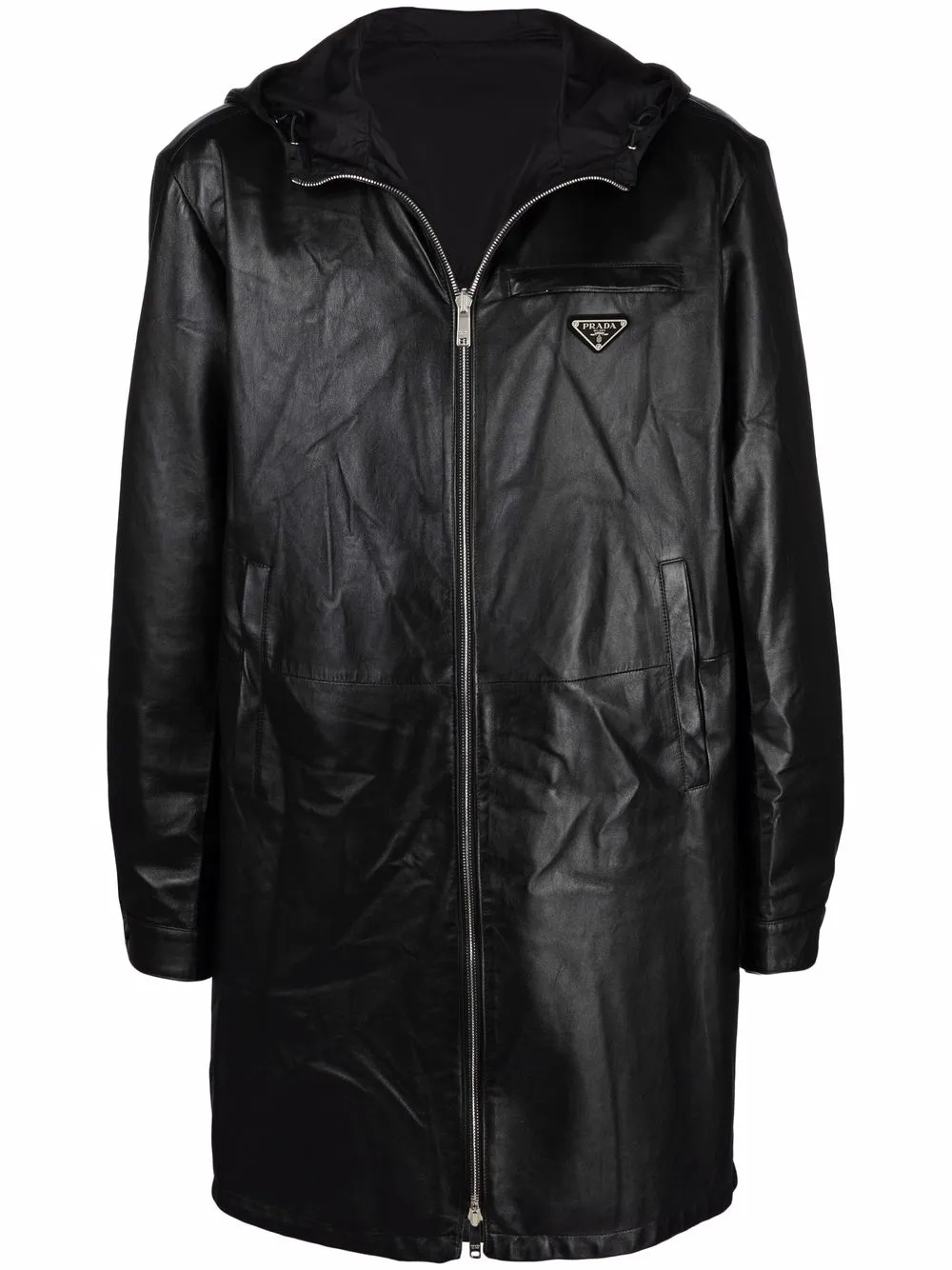 Prada zip-fastening leather coat – Black