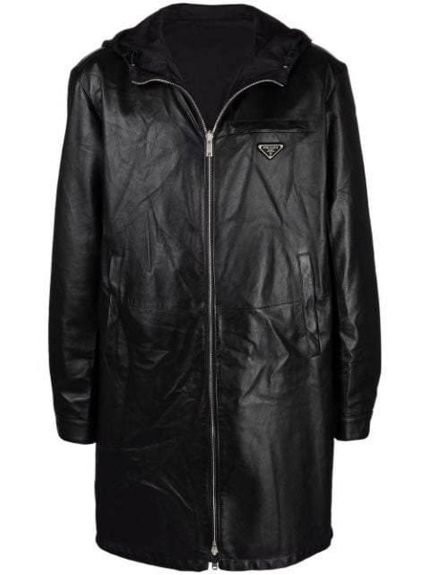 Prada zip-fastening leather coat