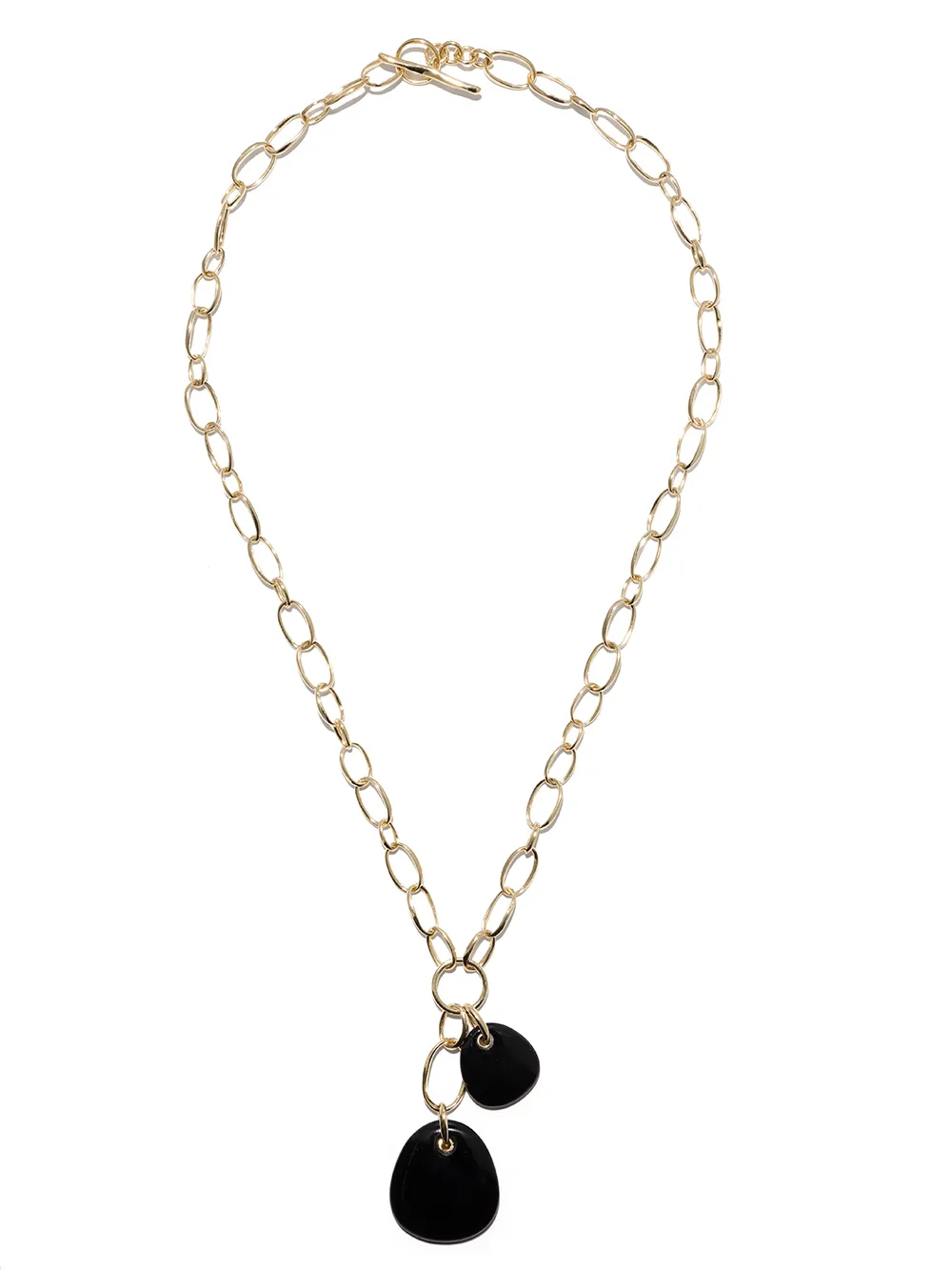 

IPPOLITA 18kt yellow gold Small Scultura link two-pebble pendant necklace - Black