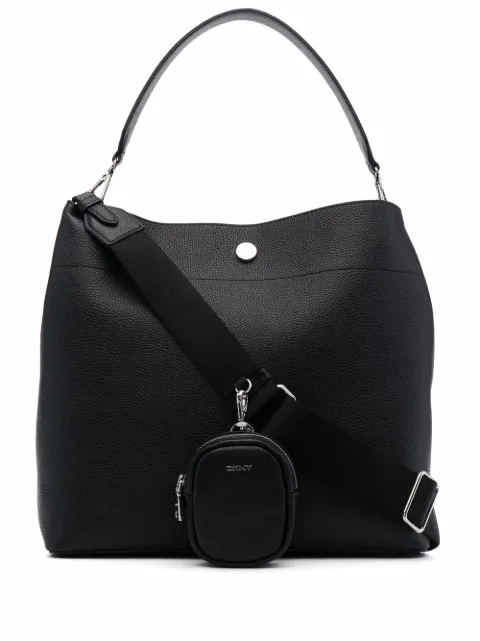 dkny logo标牌皮质单肩包