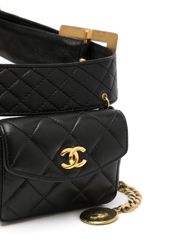 Chanel Pre-owned 1994 CC Diamond-Quilted Belt Bag - Black