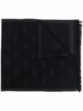 Emporio Armani logo embroidered knit scarf - Black