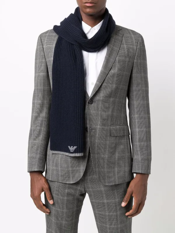 Emporio Armani embroidered-logo Hat And Scarf Set Blue FARFETCH AO