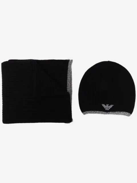 Emporio Armani embroidered logo scarf