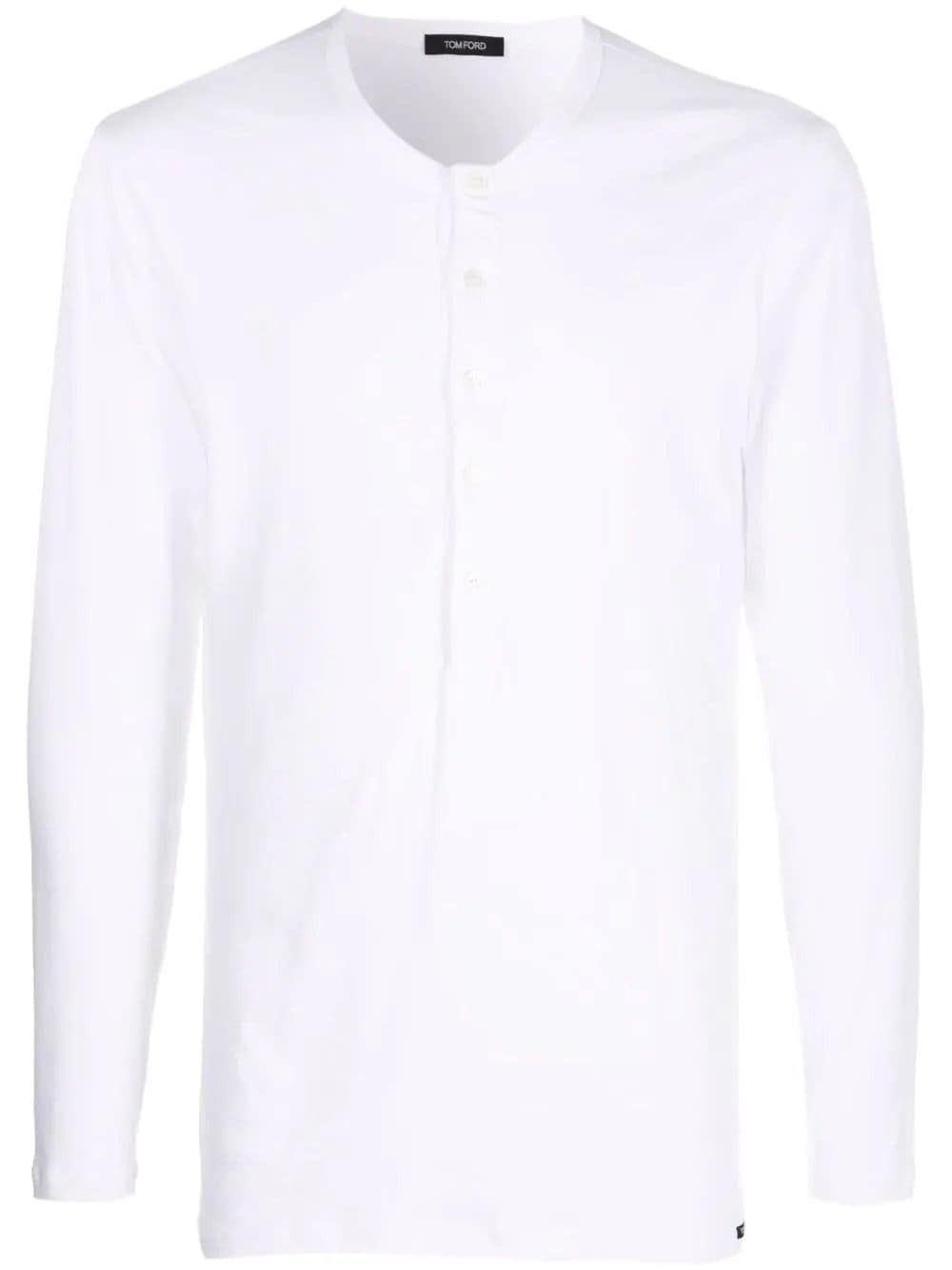 Shop Tom Ford Round-neck Henley T-shirt In White