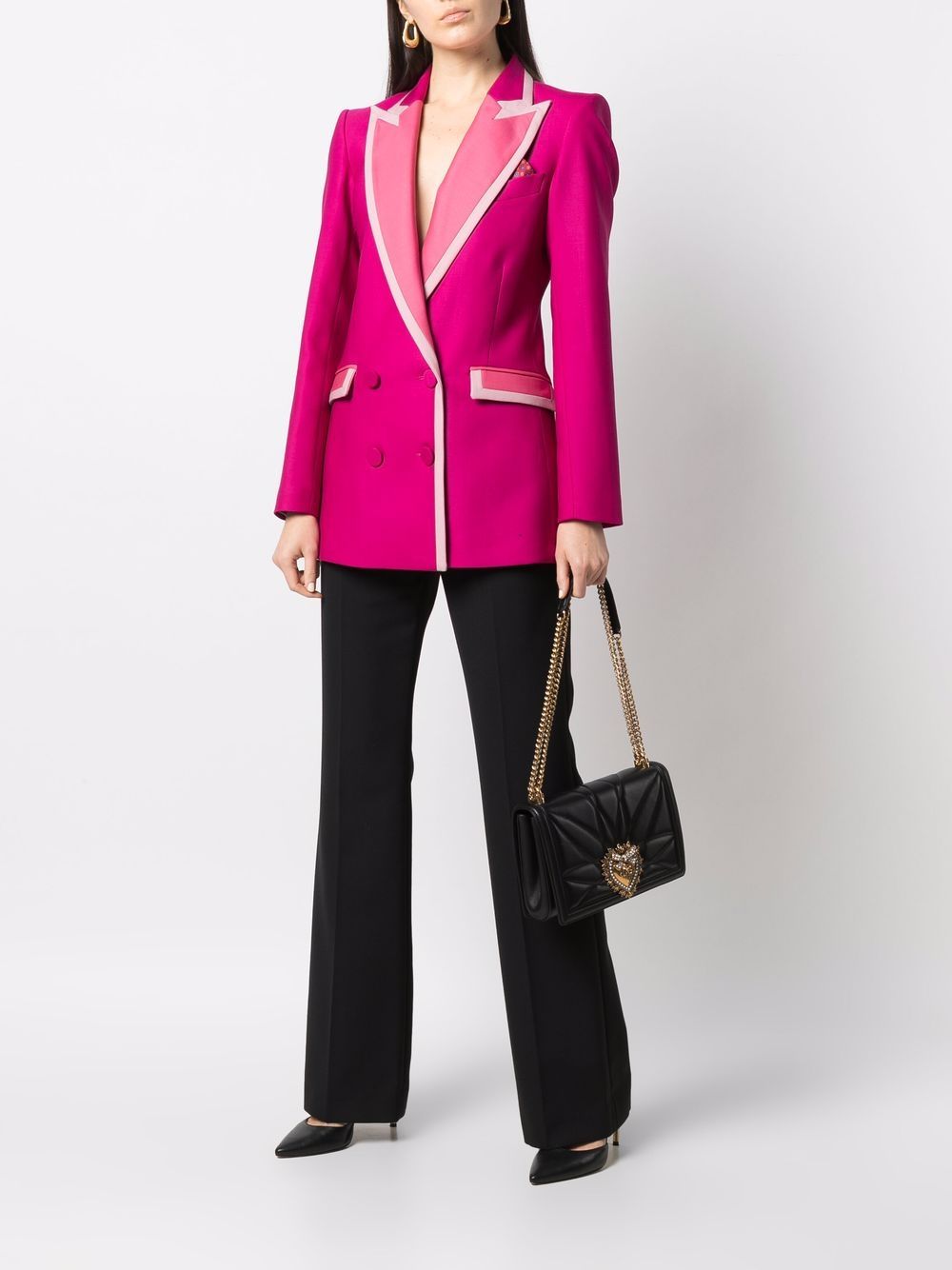 Hebe Studio Blazer met dubbele rij knopen - Roze