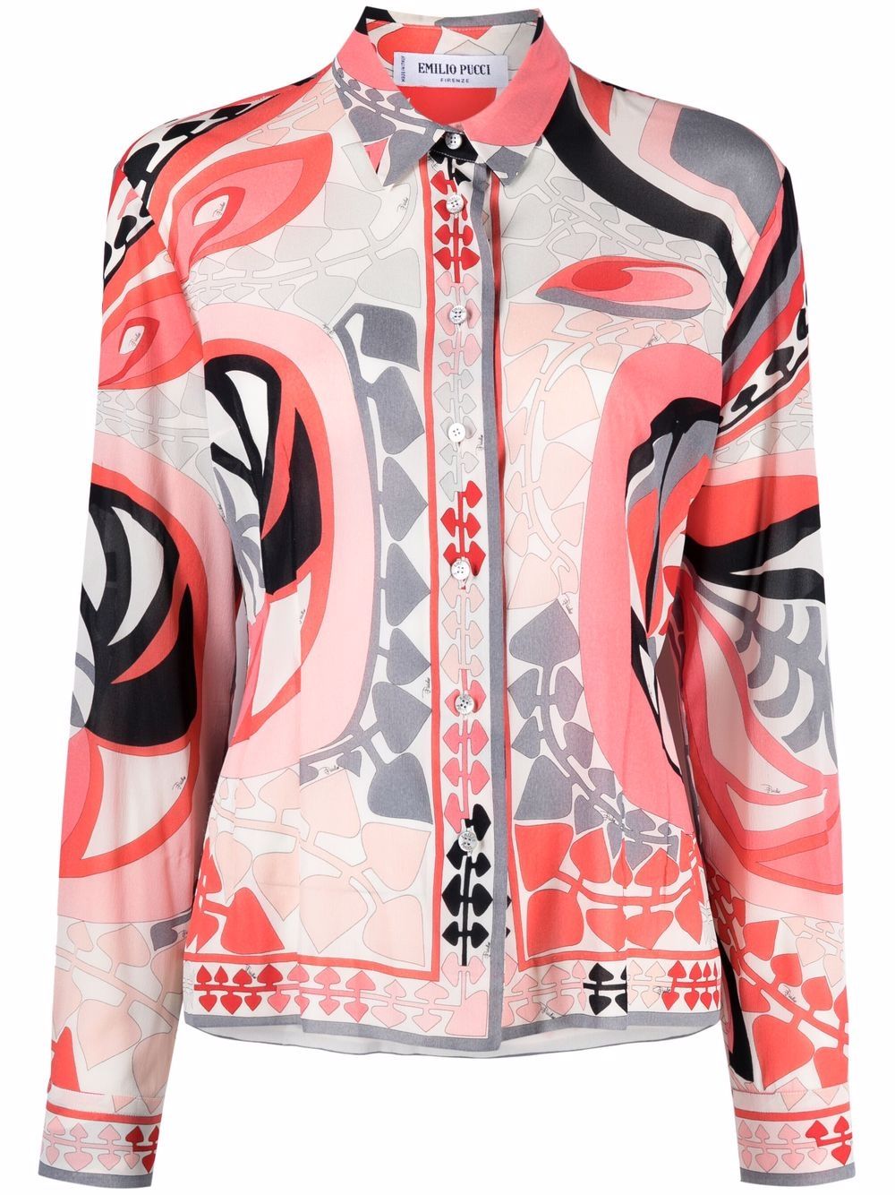 Pre-owned Emilio Pucci 1990s Graphic-print Button-up Shirt In Red
