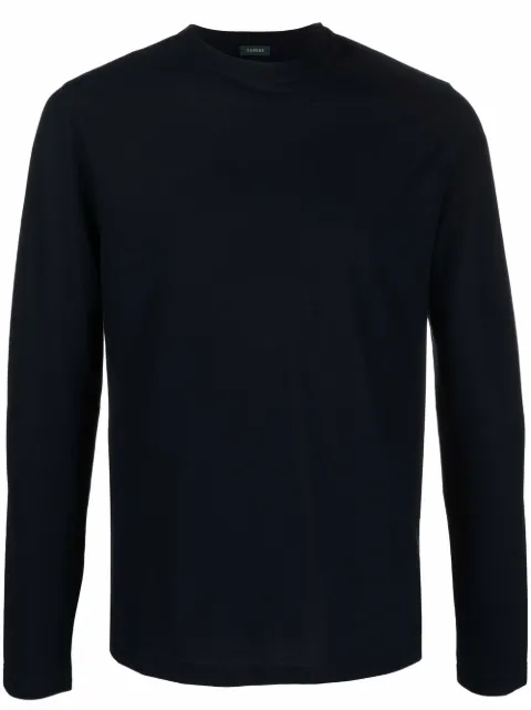 Zanone top manga larga con cuello redondo