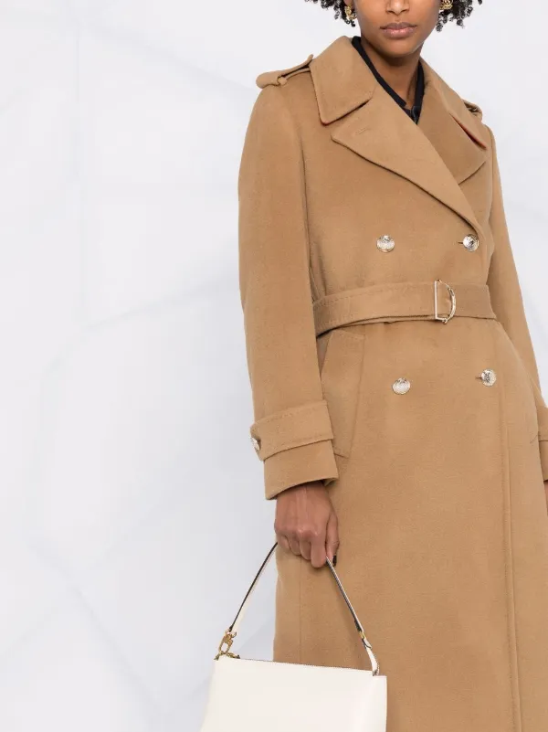 Shop Tommy Hilfiger belted-waist wool 