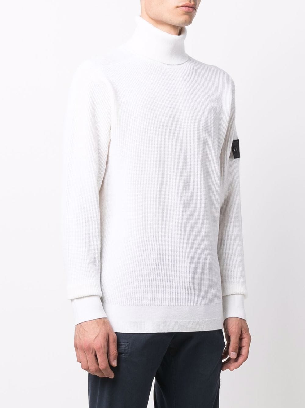 Shop Stone Island Shadow Project Logo-patch Roll-neck Jumper In Weiss