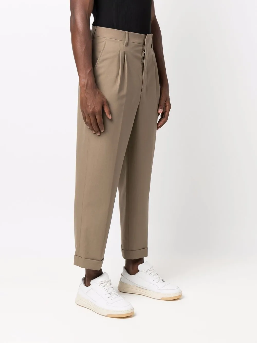 Shop Ami Alexandre Mattiussi Tapered Cropped Trousers In Brown