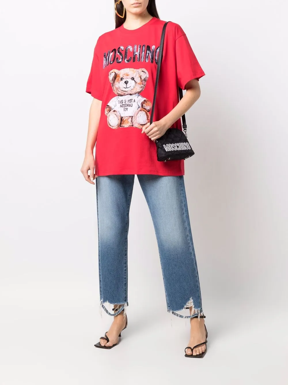 фото Moschino футболка с принтом teddy bear