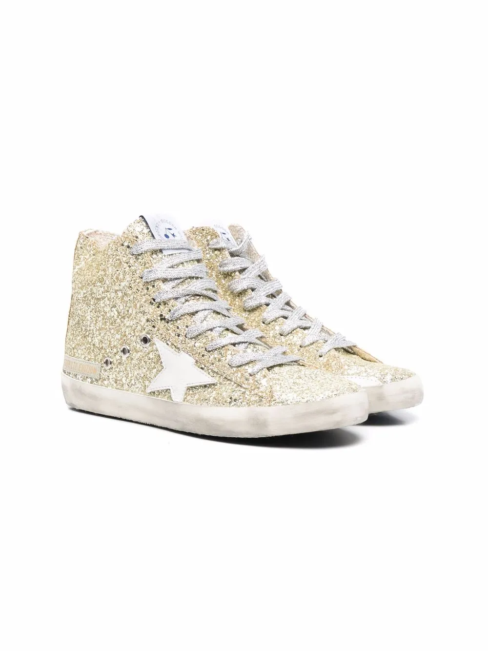 

Golden Goose Kids tenis con parche de estrella - Dorado