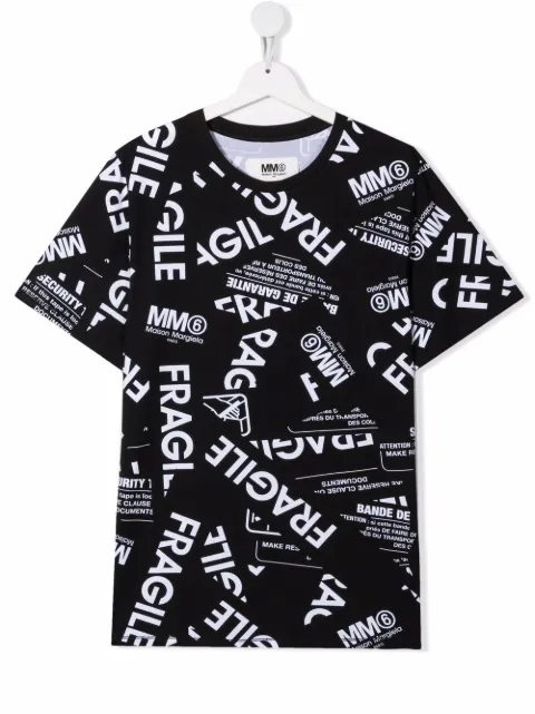 MM6 MAISON MARGIELA KIDS تيشيرت قطن مرن بطبعة Fragile