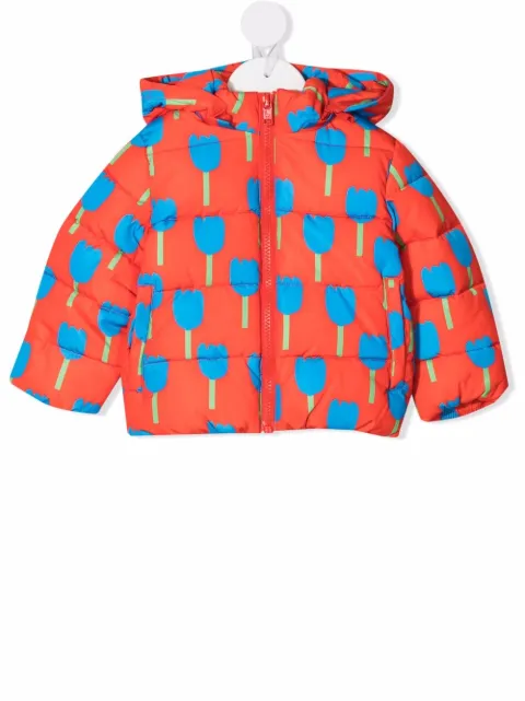 Stella McCartney Kids جاكيت منفوخ بهودي وطبعة زهور