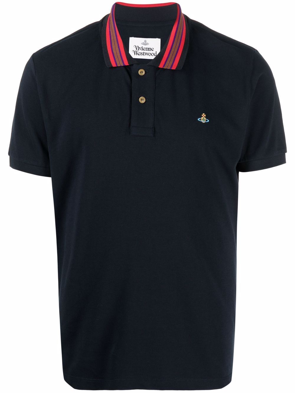 Vivienne Westwood Classic logo-embroidered stripe-collar Polo Shirt ...