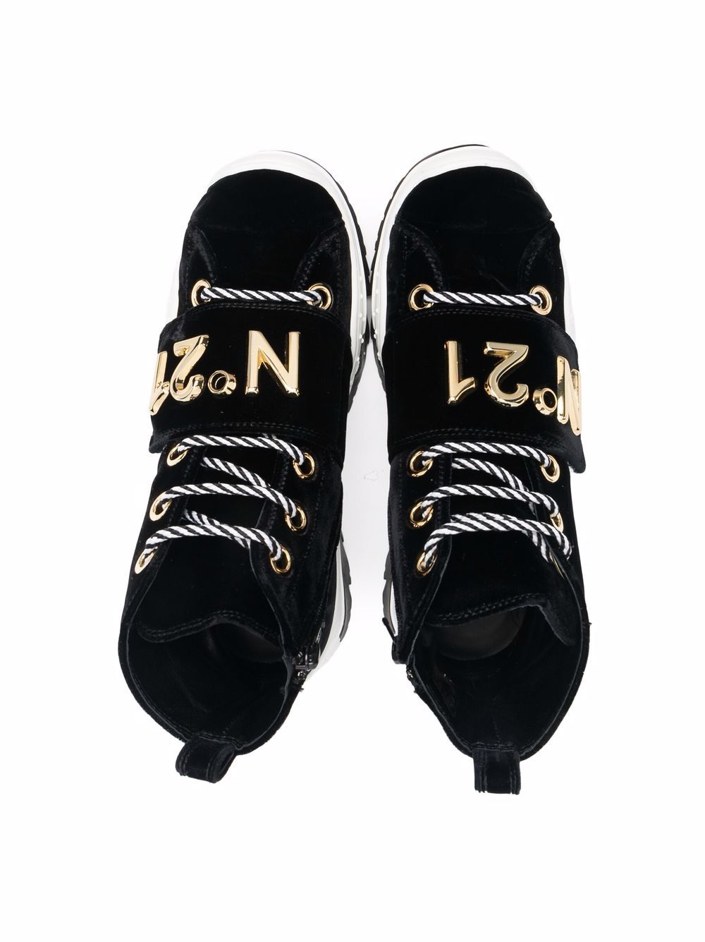 Shop N°21 Logo-lettering High-top Sneakers In 黑色