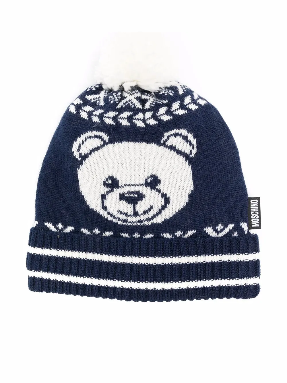 Moschino Kids' Fair Isle Teddy Beanie In Blue