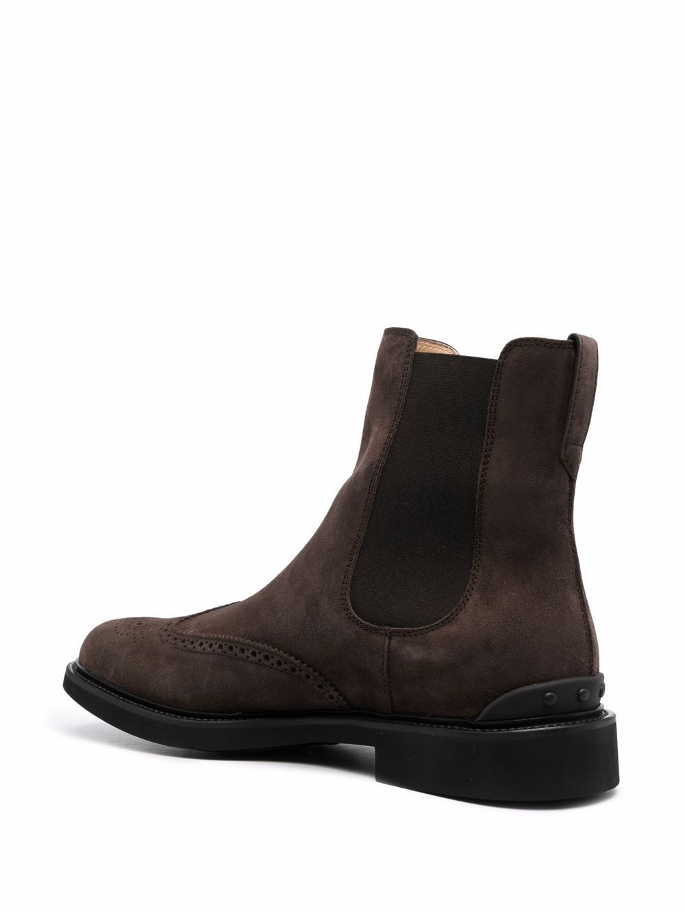 Shop Tod's Perforated Chelsea Boots In Braun