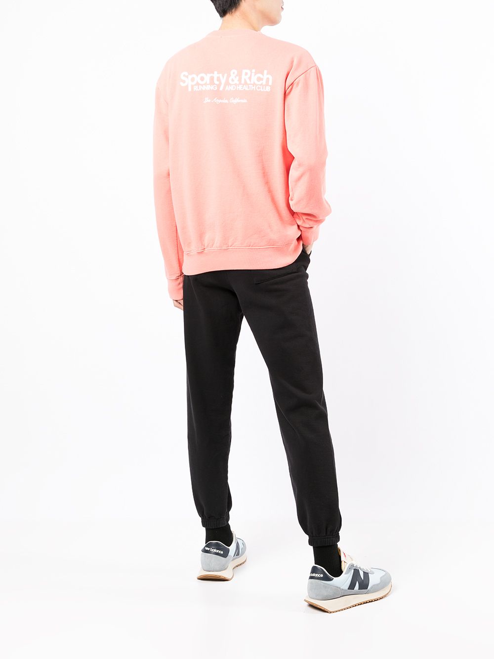 фото Sporty & rich club logo-print crew-neck sweatshirt