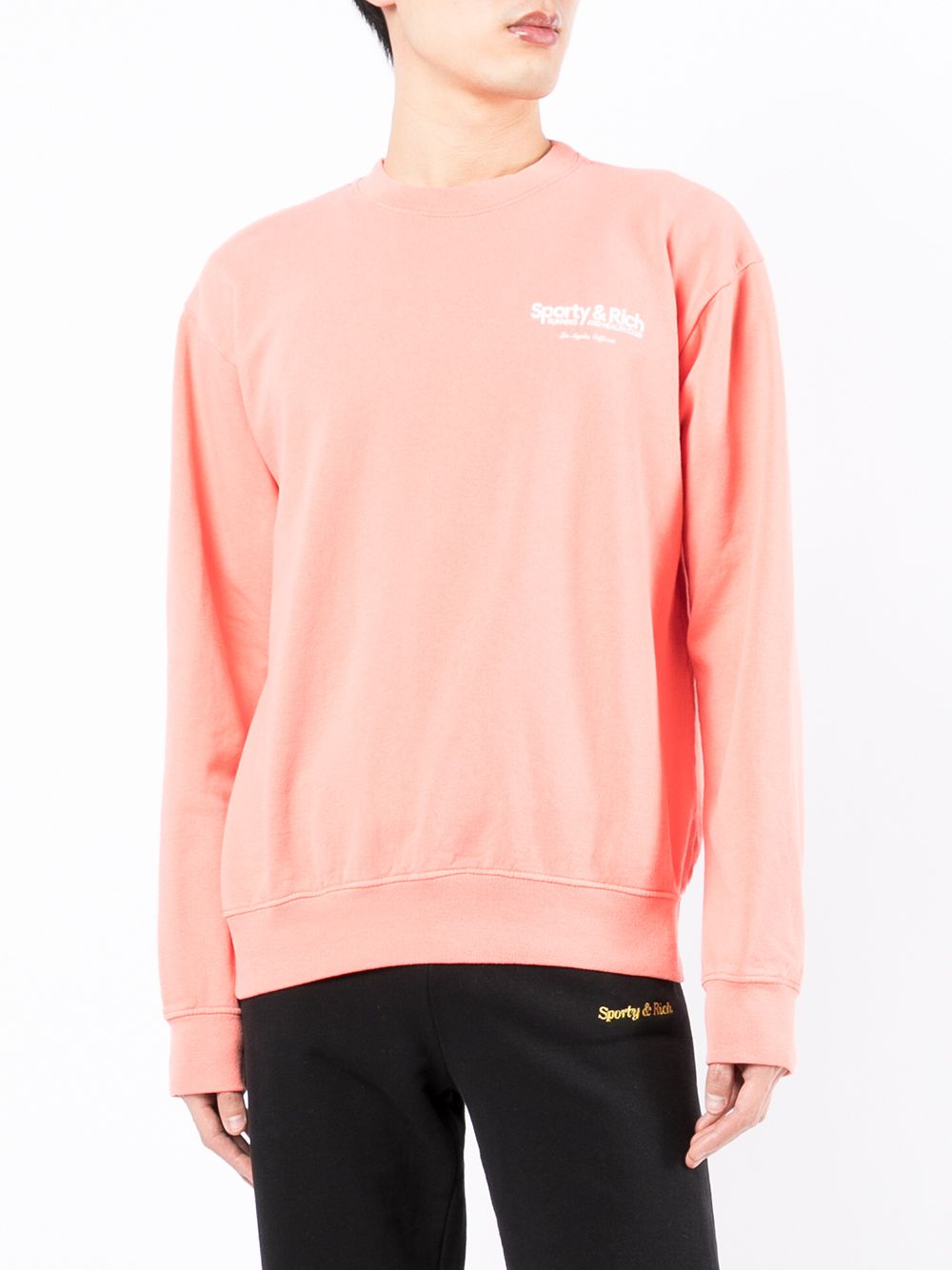 фото Sporty & rich club logo-print crew-neck sweatshirt