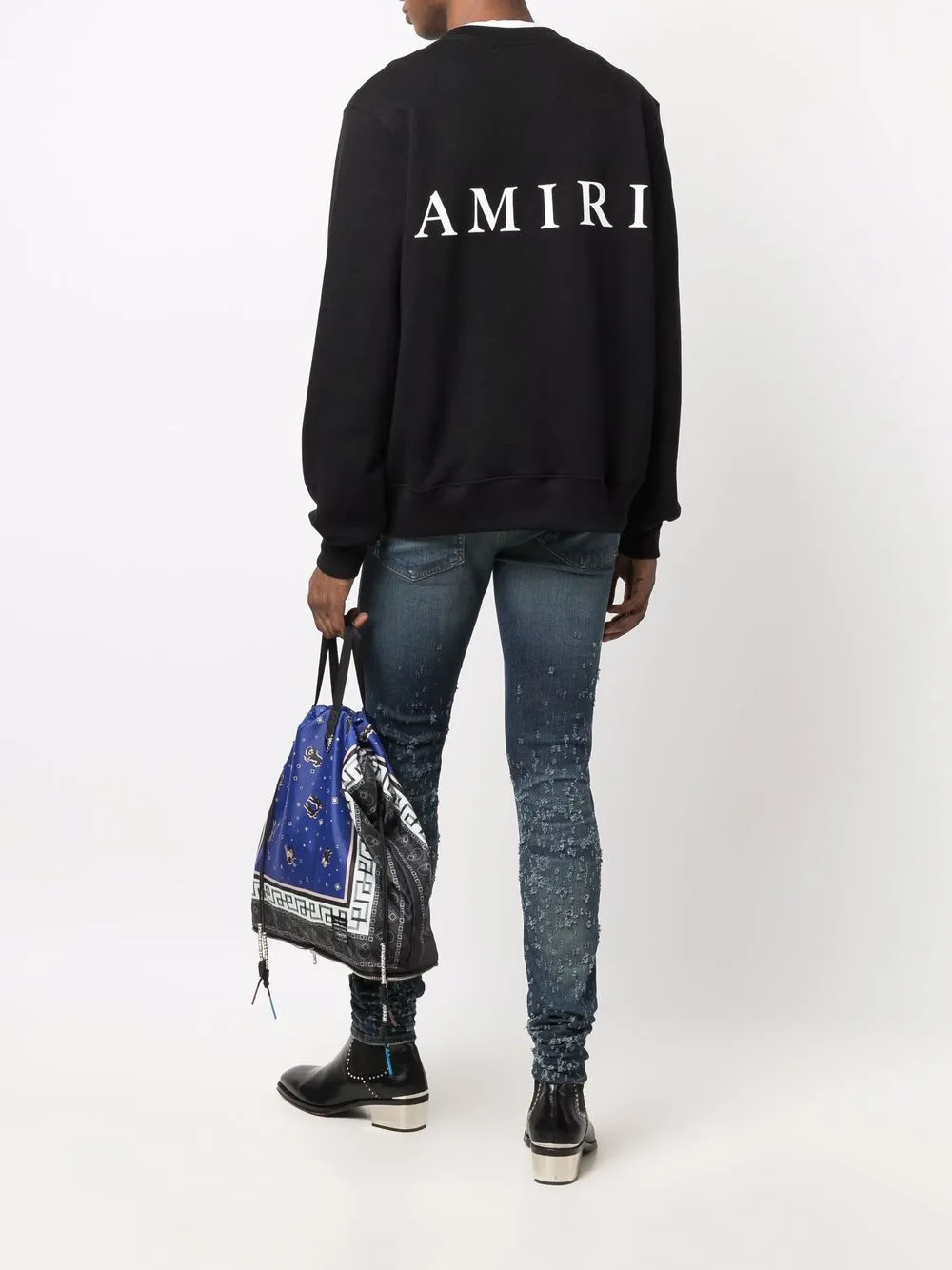 Shop Amiri Logo-print Long-sleeve Cotton Sweatshirt In Schwarz