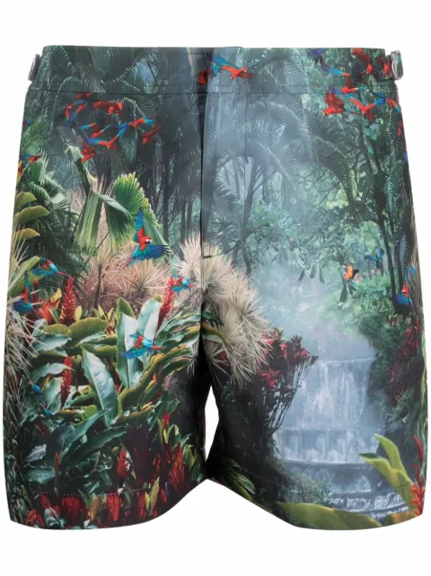 Orlebar Brown tropical-print buckle-detail swim trunks  