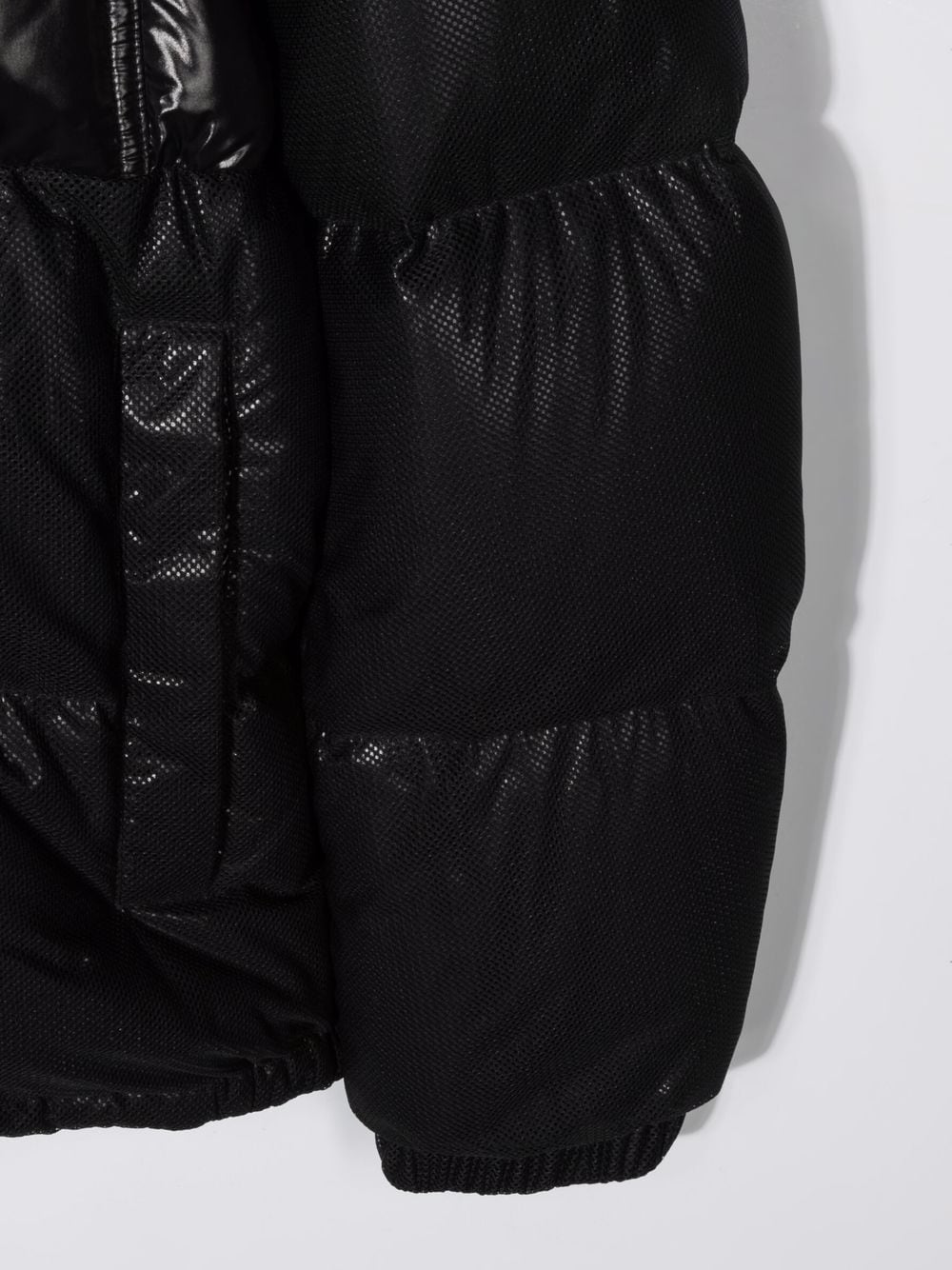 Shop Moncler High-shine Logo-print Puffer Jacket In Black