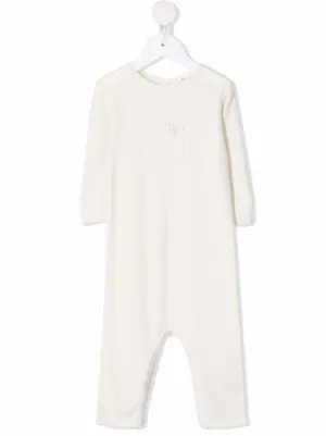 Moncler Enfant ロゴパッチ ロンパース | ホワイト | FARFETCH JP