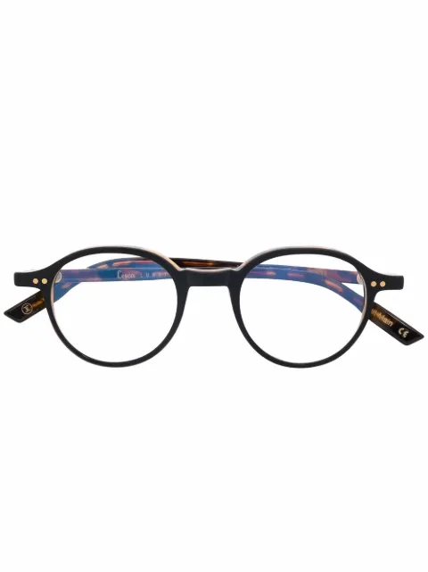 Lesca tortoiseshell-effect round-frame glasses