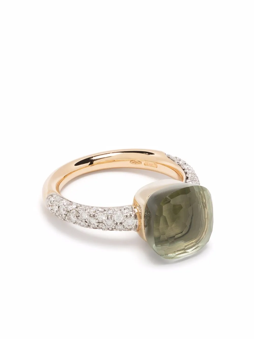 

Pomellato 18kt rose and white gold Nudo prasiolite and diamond ring - Green