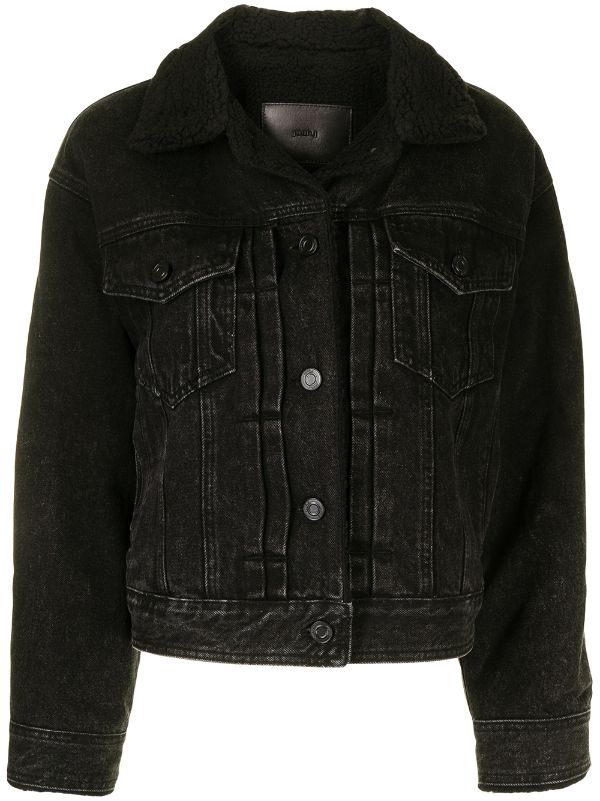 black shearling trucker jacket