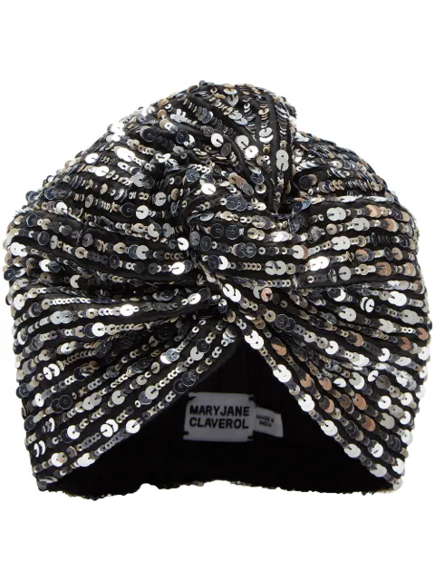 MaryJane Claverol Astoria sequin-embellished headwrap cap