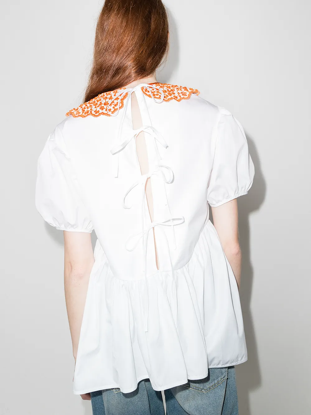 Shop Cecilie Bahnsen Mie embroidered collar blouse with Express