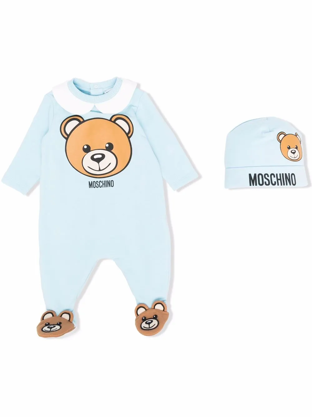 фото Moschino kids комплект из комбинезона и шапки с принтом teddy bear