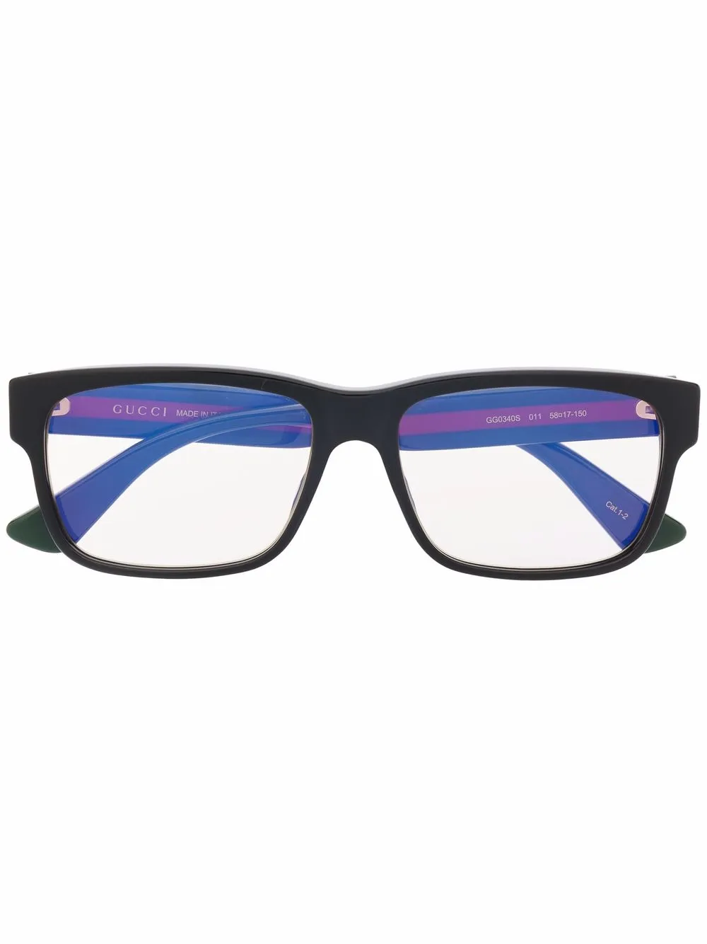 Gucci Eyewear очки в прямоугольной оправе с отделкой Web