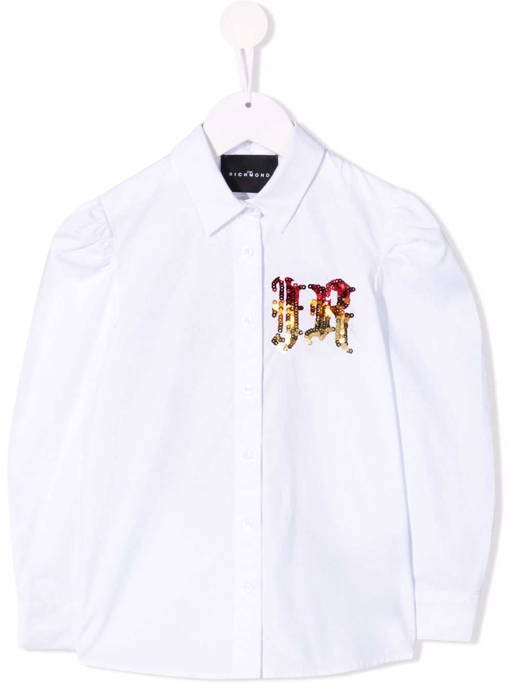 

John Richmond Junior camisa con logo con apliques - Blanco