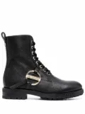 Love Moschino logo-plaque lace-up boots - Black