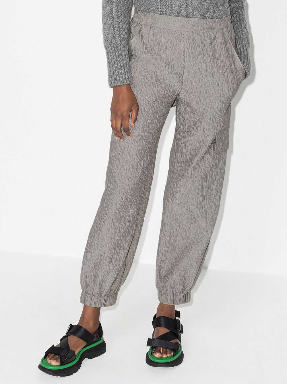 Shop Cecilie Bahnsen Jackson Matelassé Track Pants In Grey